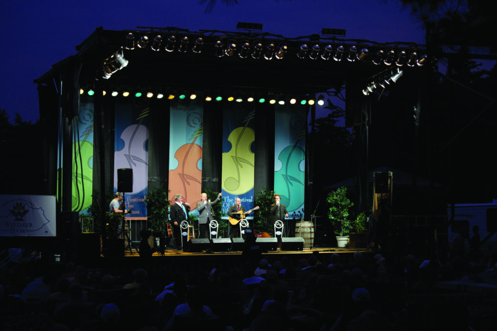 Wide photo of the entire stage at a concert