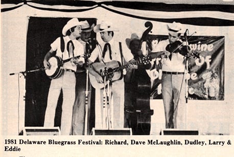 Richard, Dave, Dudley, Larry, and Eddie playing instruments together on stage