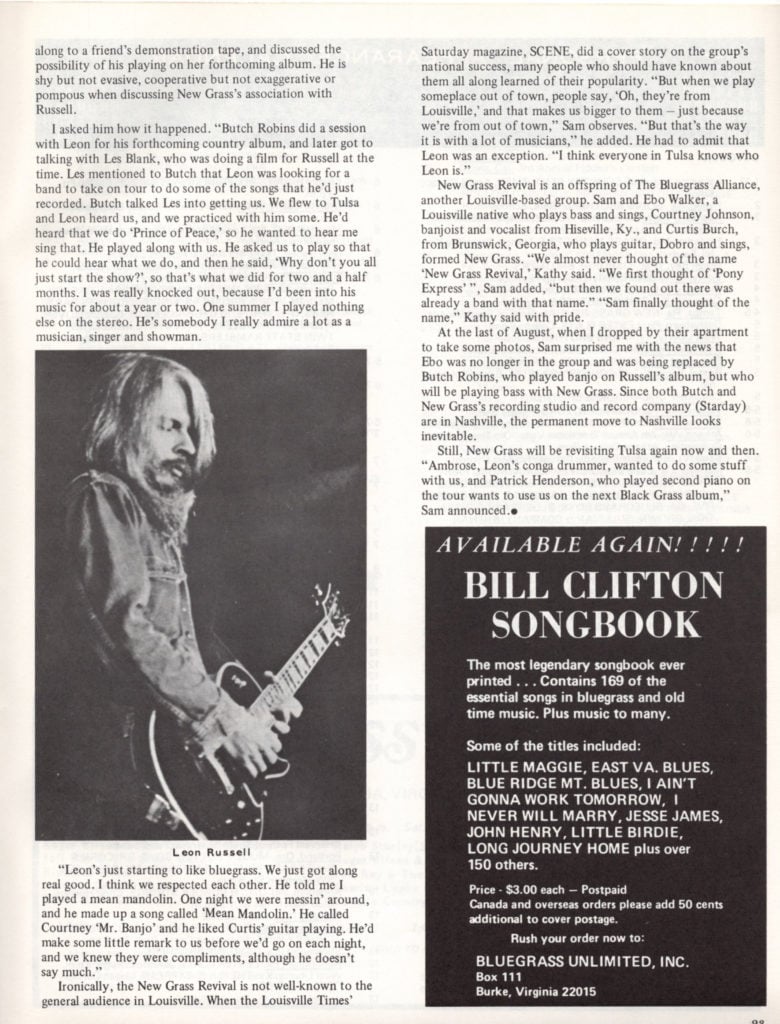 Clipping from an original Bluegrass Unlimited magazine