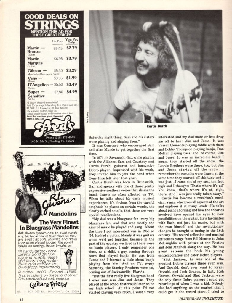 Clipping from original Bluegrass Unlimited magazine