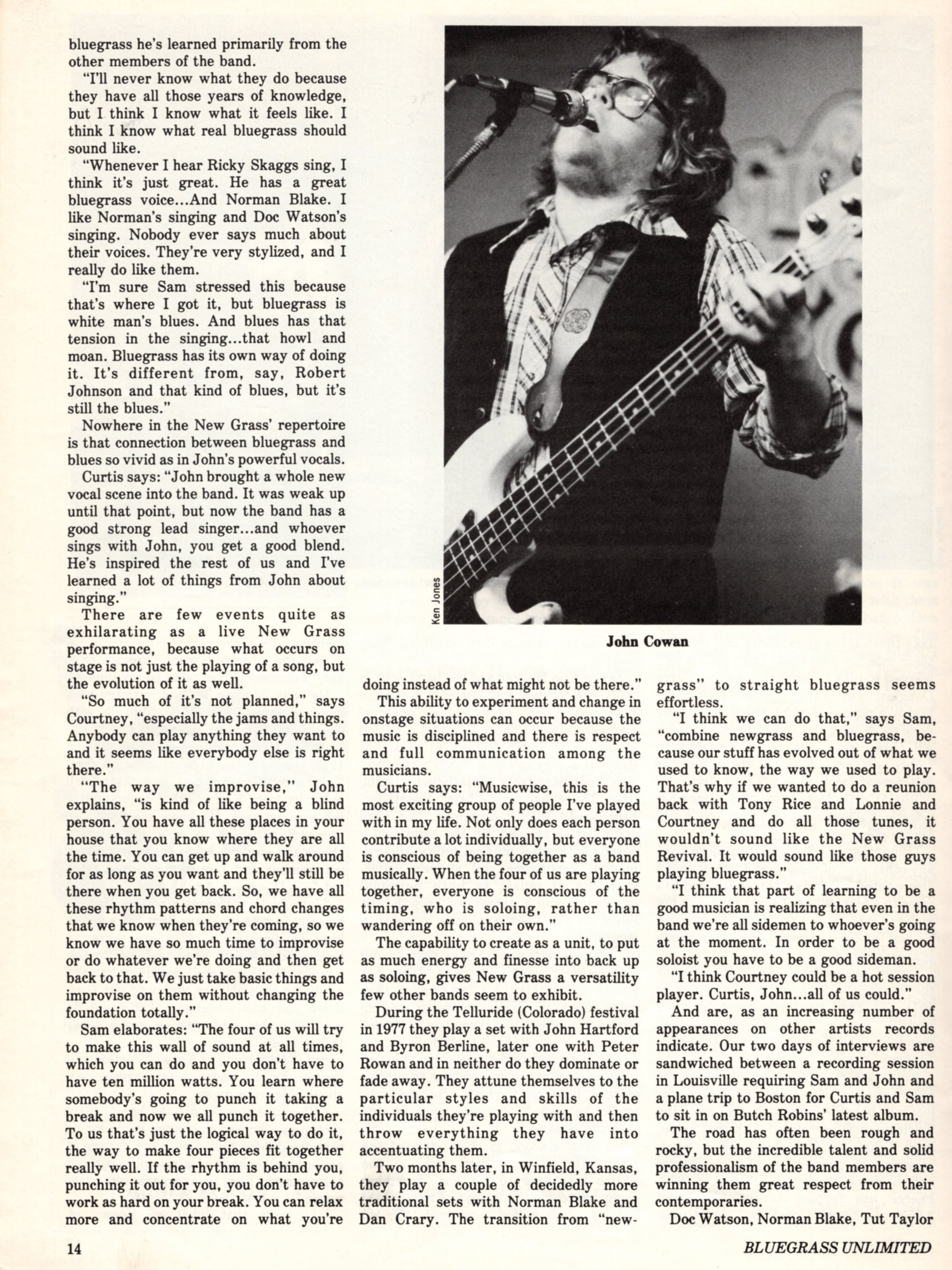 Clipping from original Bluegrass Unlimited magazine