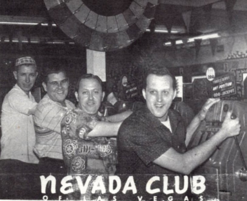 Black and white photo of Jimmy and his friends in Las Vegas
