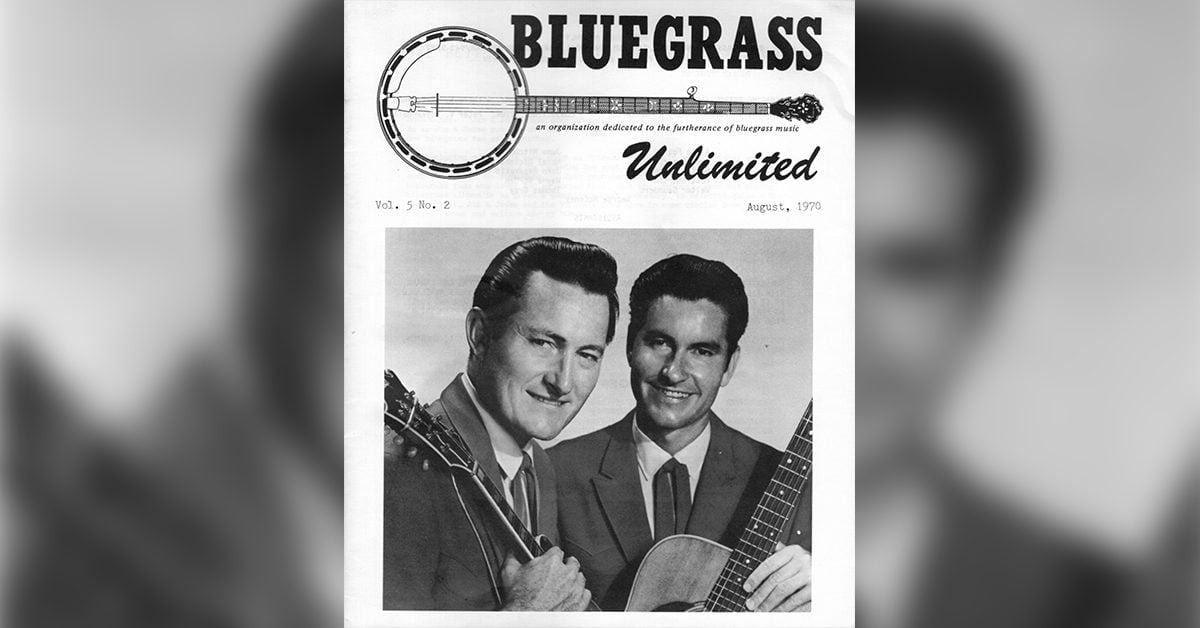 Black and white cover of Bluegrass Unlimited Magazine