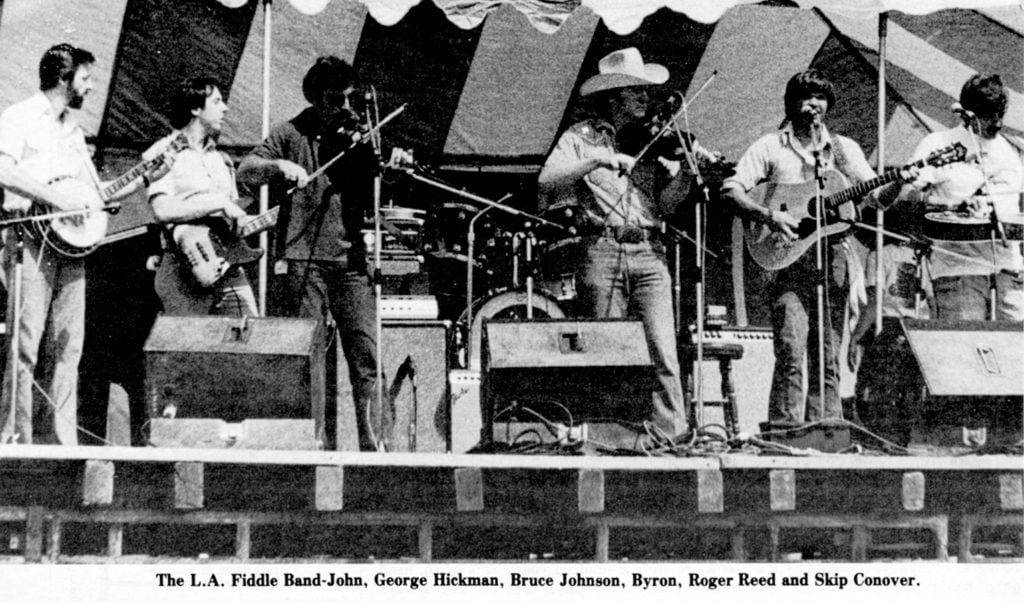 The L.A. Fiddle Band-John, George Hickman, Bruce Johnson, Byron, Roger Reed and Skip Conover.