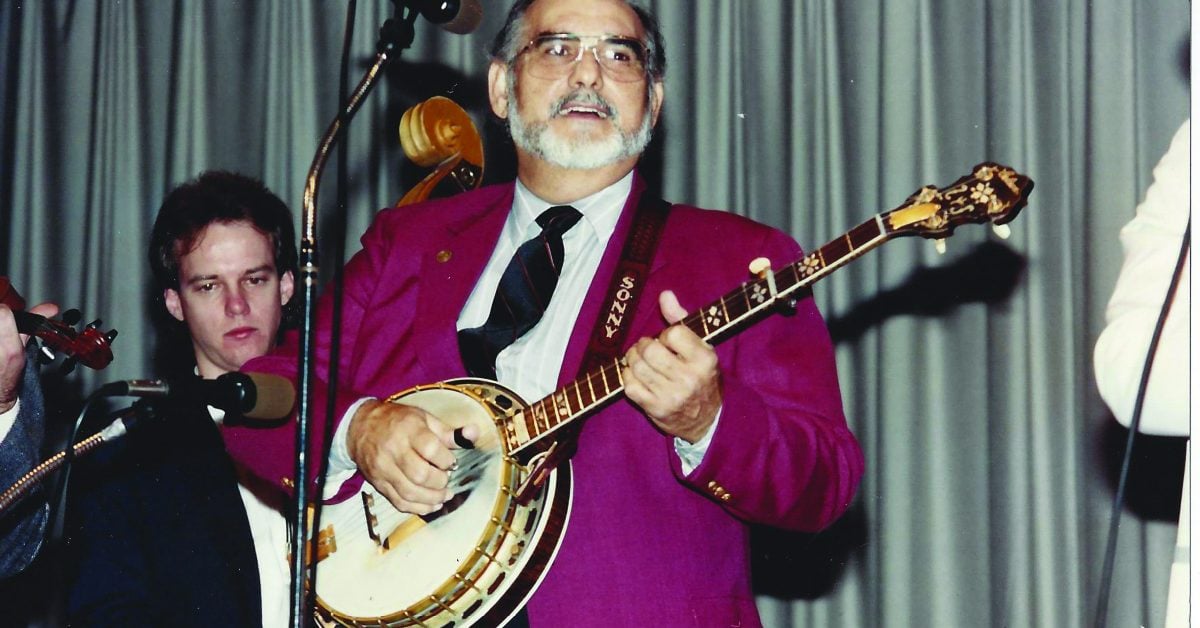 Osborne Brothers performing in 1990 at the 15th Annual New Years Bluegrass Festival in Jekyll Island, GA (Terry Smith -bass, Sonny Osborne) Photo by Penny Clapp